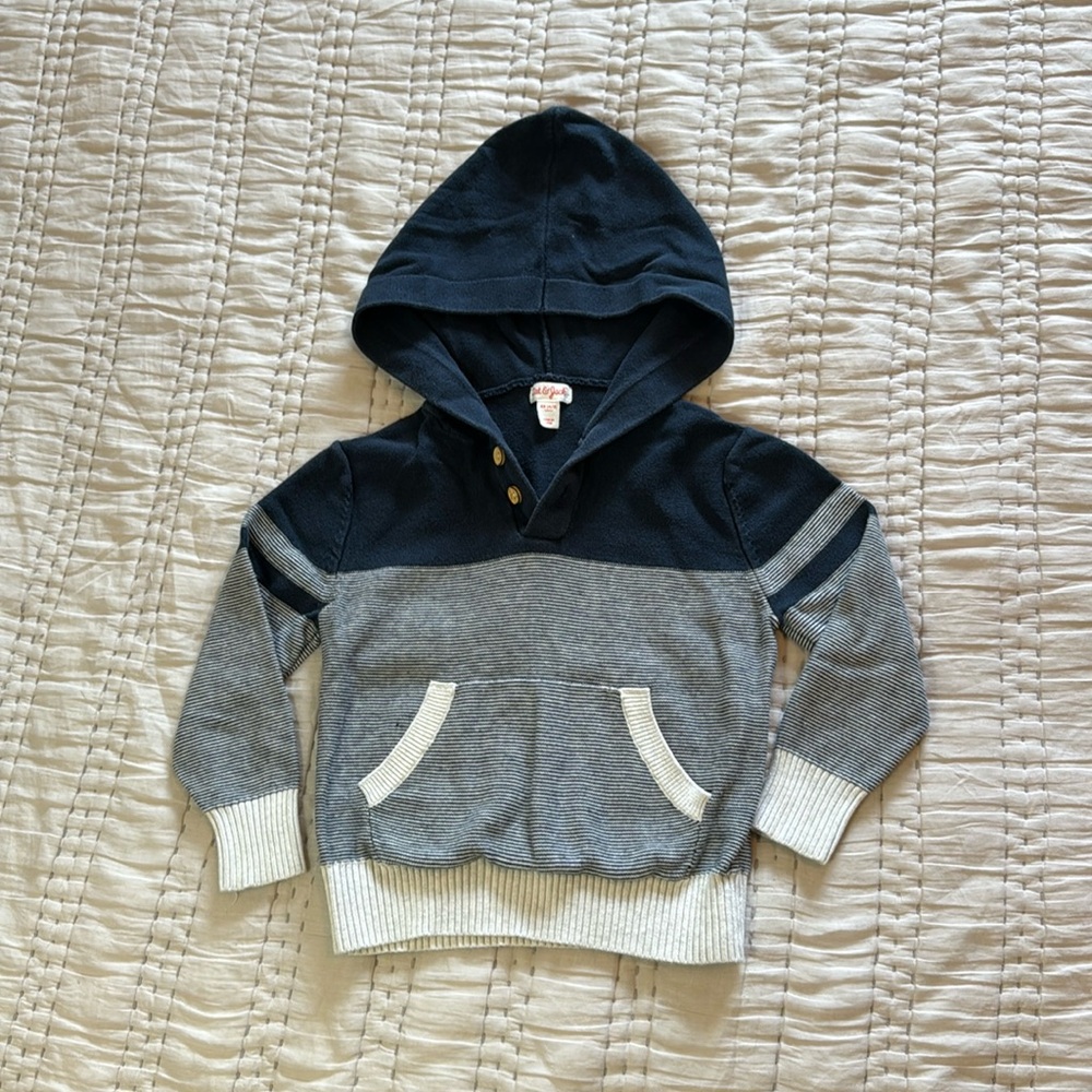 Cat & Jack boys hoodie size XS. Navy with stripes. Preppy style.